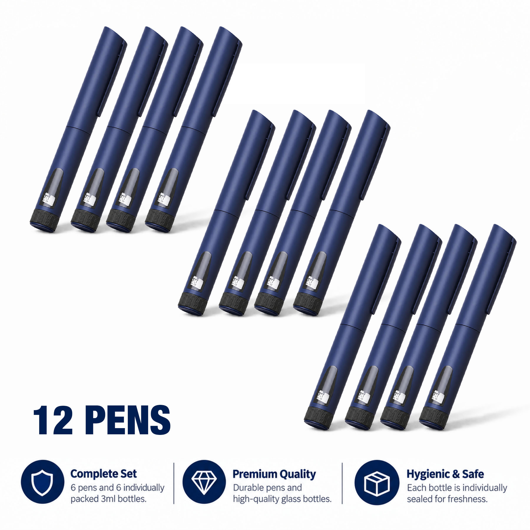 V3 Reusable Peptide Injection Pen Set of 12 Pens, Midnight Navy - Image 7