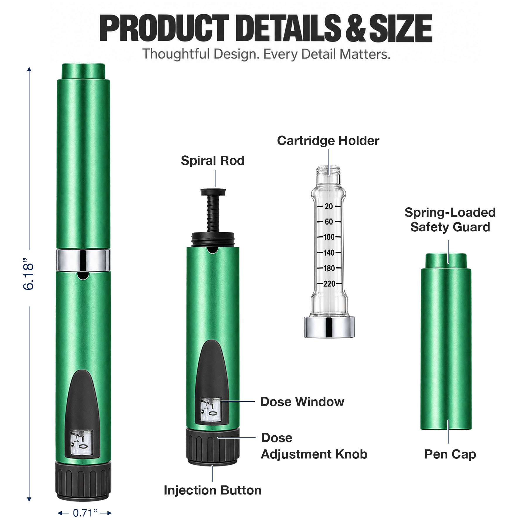 V2 Reusable Peptide Pen Injector Set, 7-Pack,Multi-Color - Image 5
