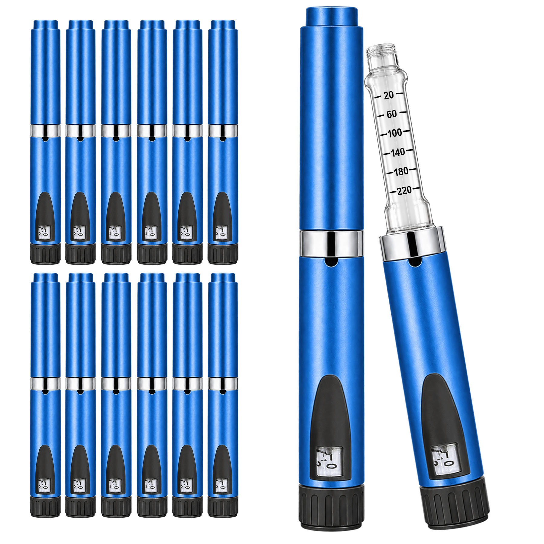 V2 Reusable Peptide Pen Injector Set, 12-Pack, Blue