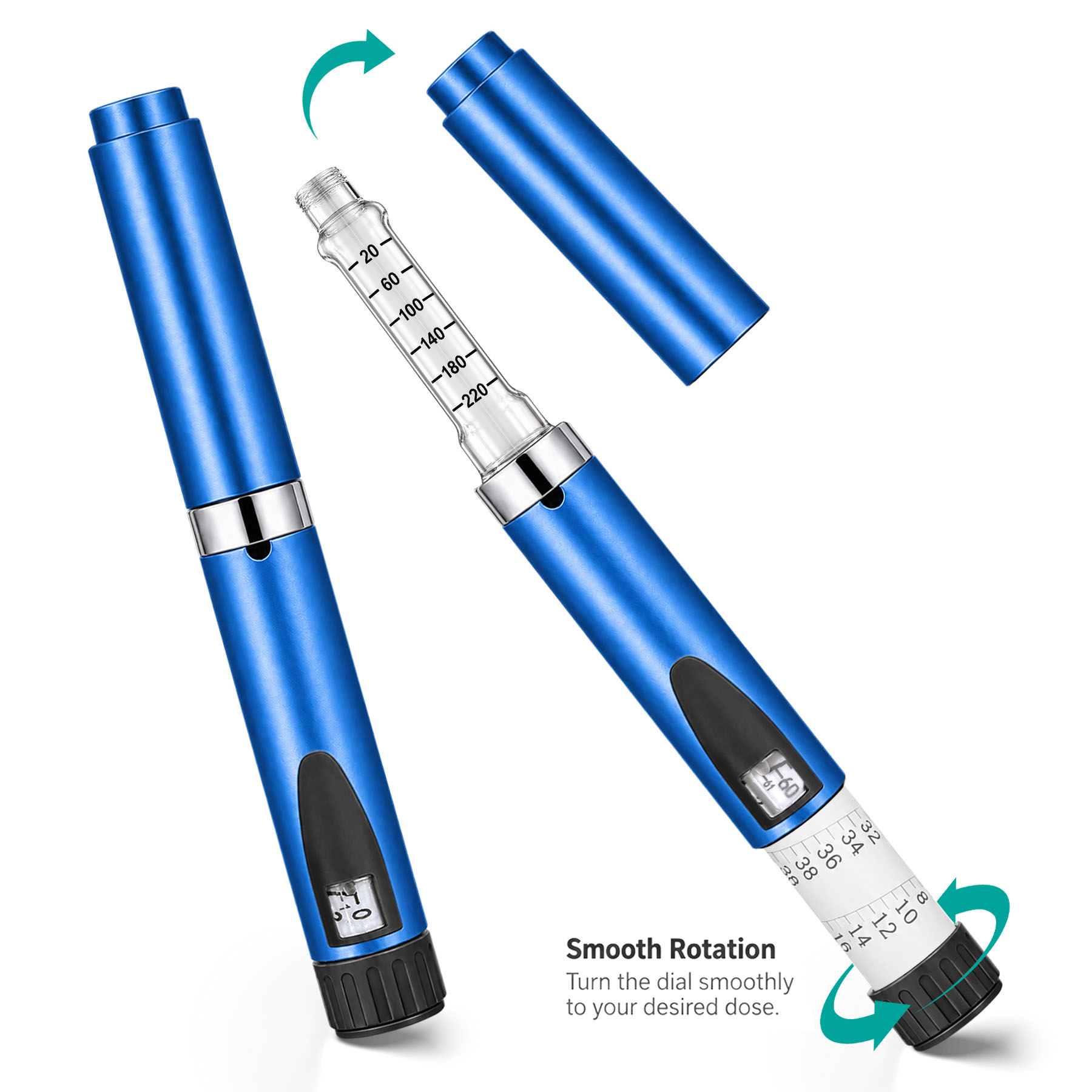 V2 Reusable Peptide Pen Injector Set, 12-Pack, Blue - Image 4