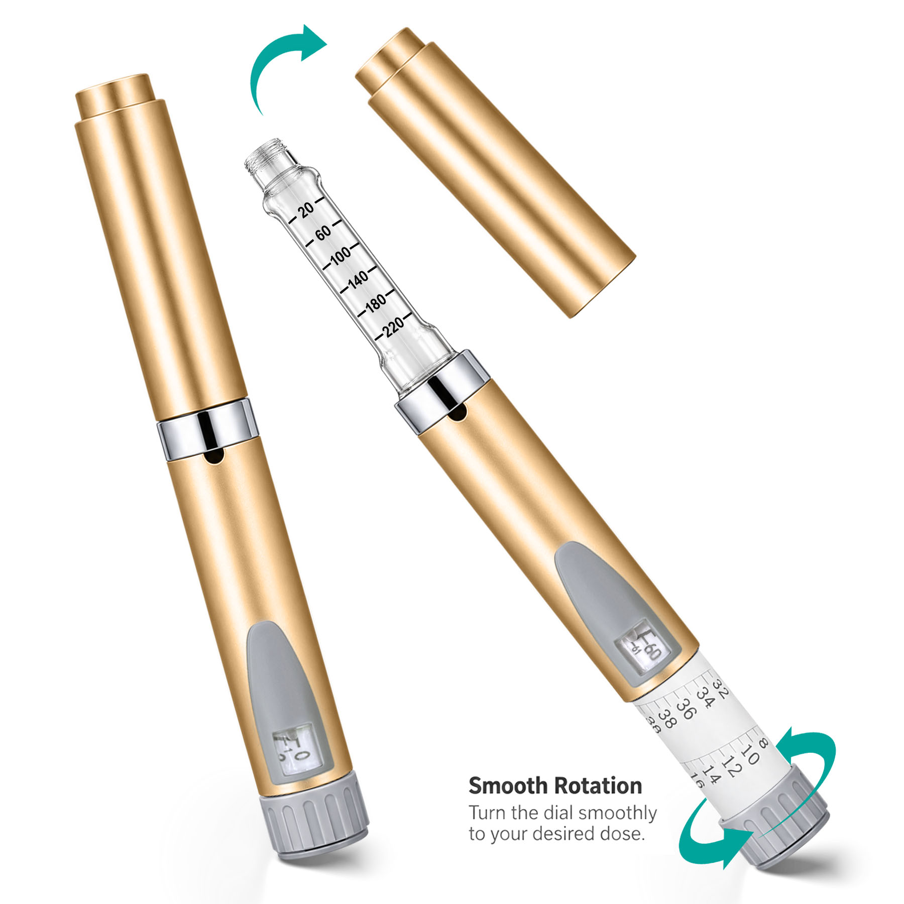V2 Reusable Peptide Pen Injector Set, 12-Pack, Golden - Image 4