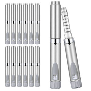 V2 Reusable Peptide Pen Injector Set, 12-Pack, Silver