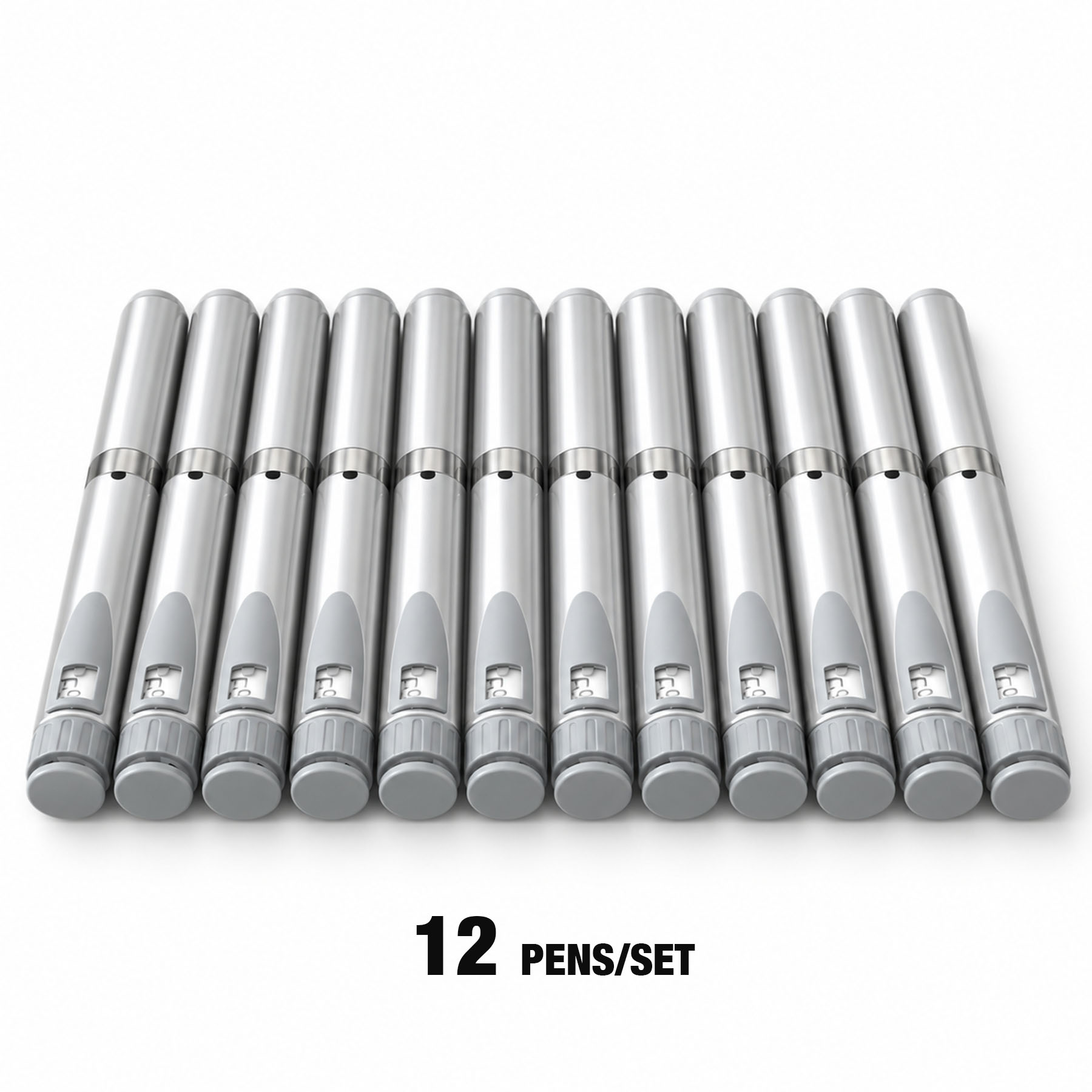 V2 Reusable Peptide Pen Injector Set, 12-Pack, Silver - Image 5