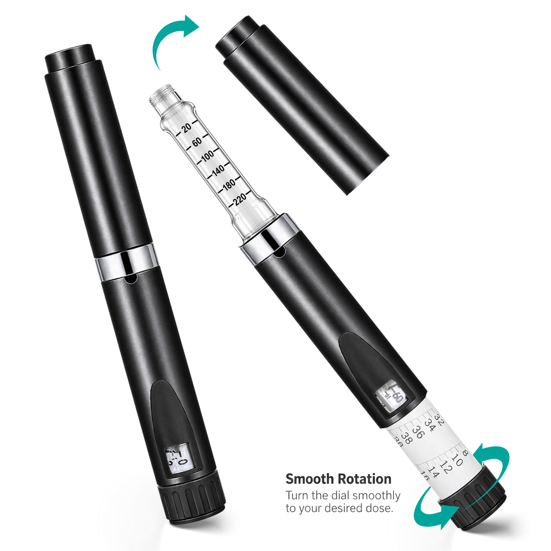 V2 Reusable Peptide Pen Injector Set, 12-Pack, Black - Image 4