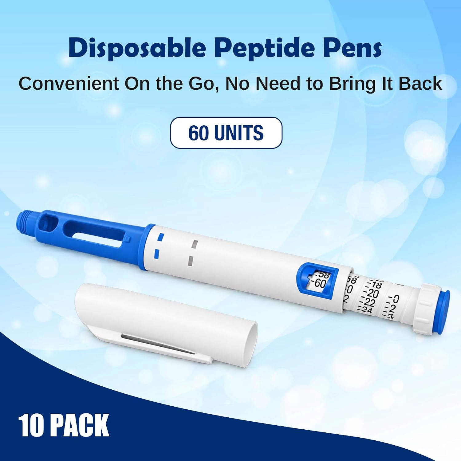 Disposable Peptide Pen Injector Set, 10-Pack, Blue - Image 2