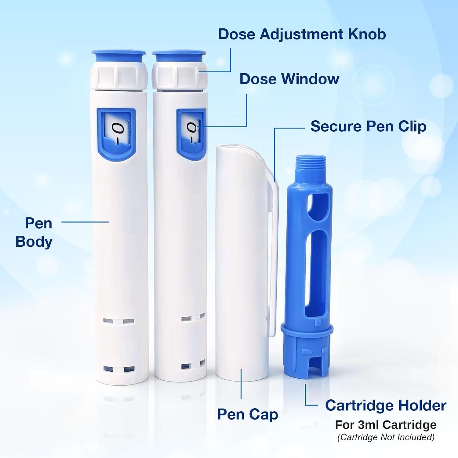 Disposable Peptide Pen Injector Set, 10-Pack, Blue - Image 4