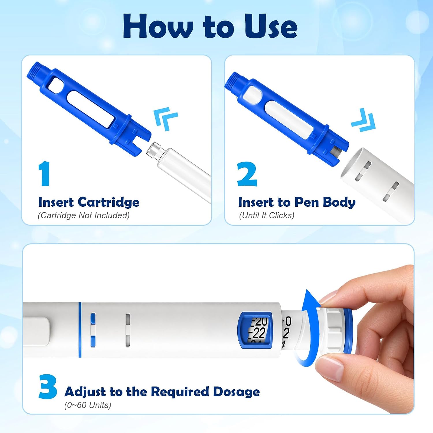 Disposable Peptide Pen Injector Set, 10-Pack, Blue - Image 6