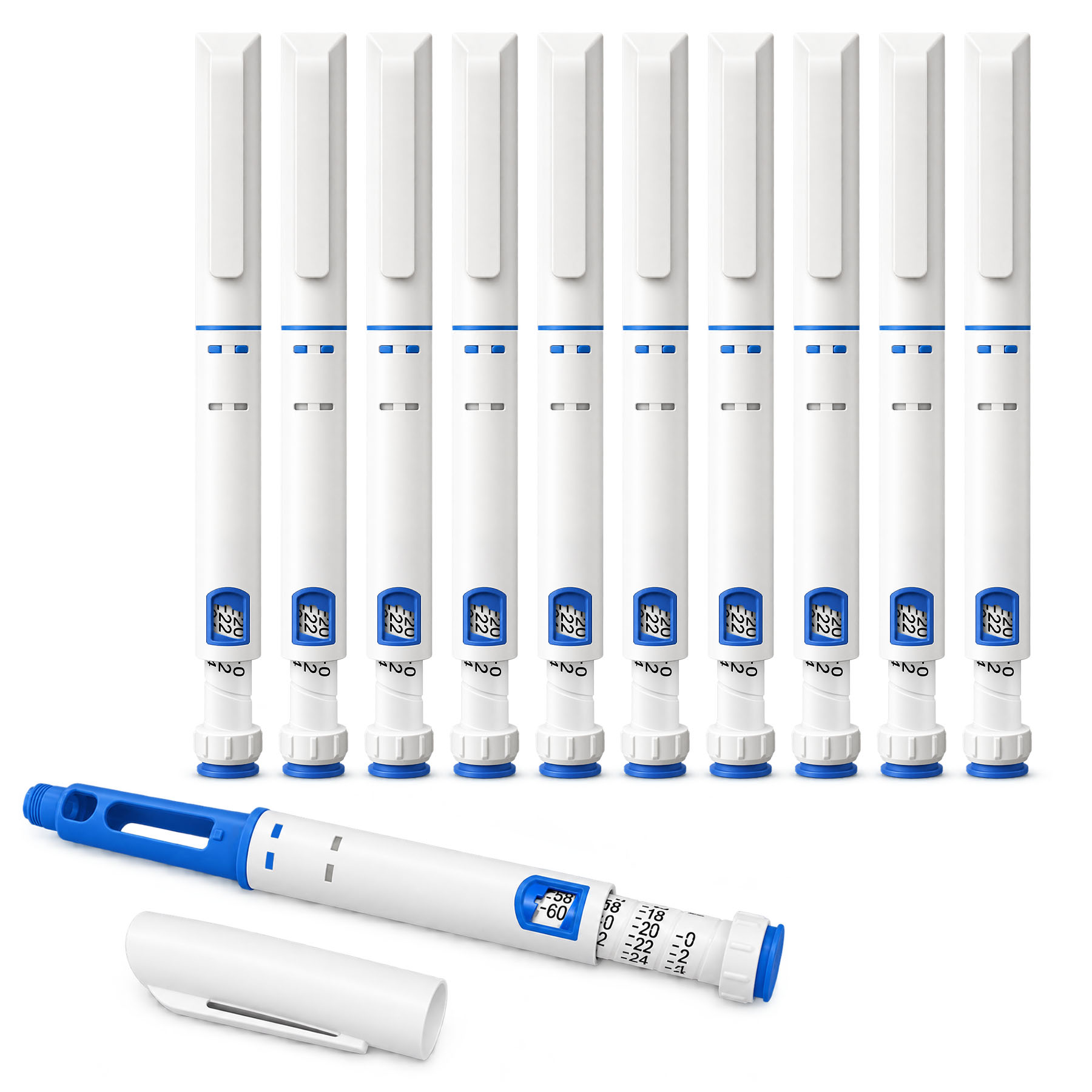 Disposable Peptide Pen Injector Set, 10-Pack, Blue